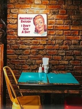 Vintage-Style Wall Sign "Amazingly Enough I Don't Give A Shit" -❤️